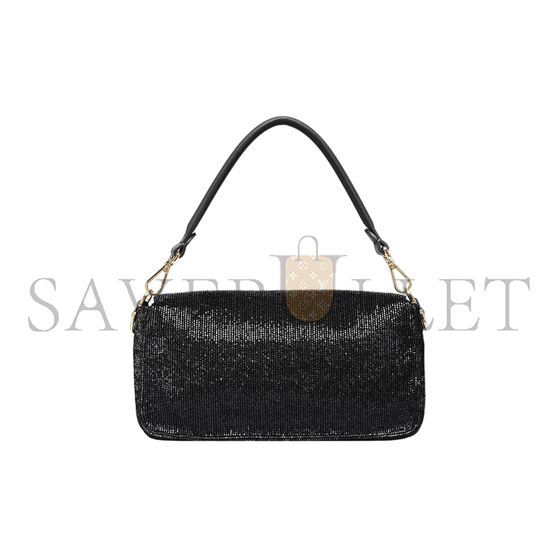 F**di beaded baguette black shoulder bag 8br600am2lf0kur (27*15*6cm)